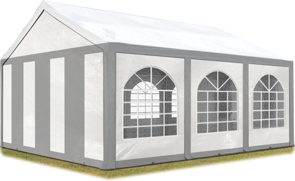 Bol.com Hoogwaardige Partytent 3x6 m PE 450 N zeil tuintent feesttent waterdicht in grijs wit aanbieding