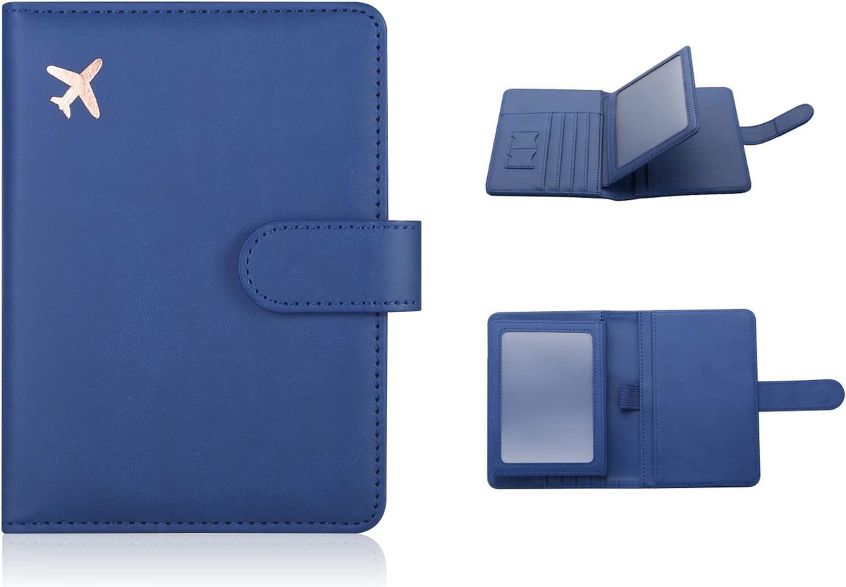 Casemania Paspoort Hoesje - Donker Blauw - Paspoorthouder - Paspoort Cover voor Paspoort & Kaarthouder (RFID Bescherming) - Paspoort Tasje voor Reizen