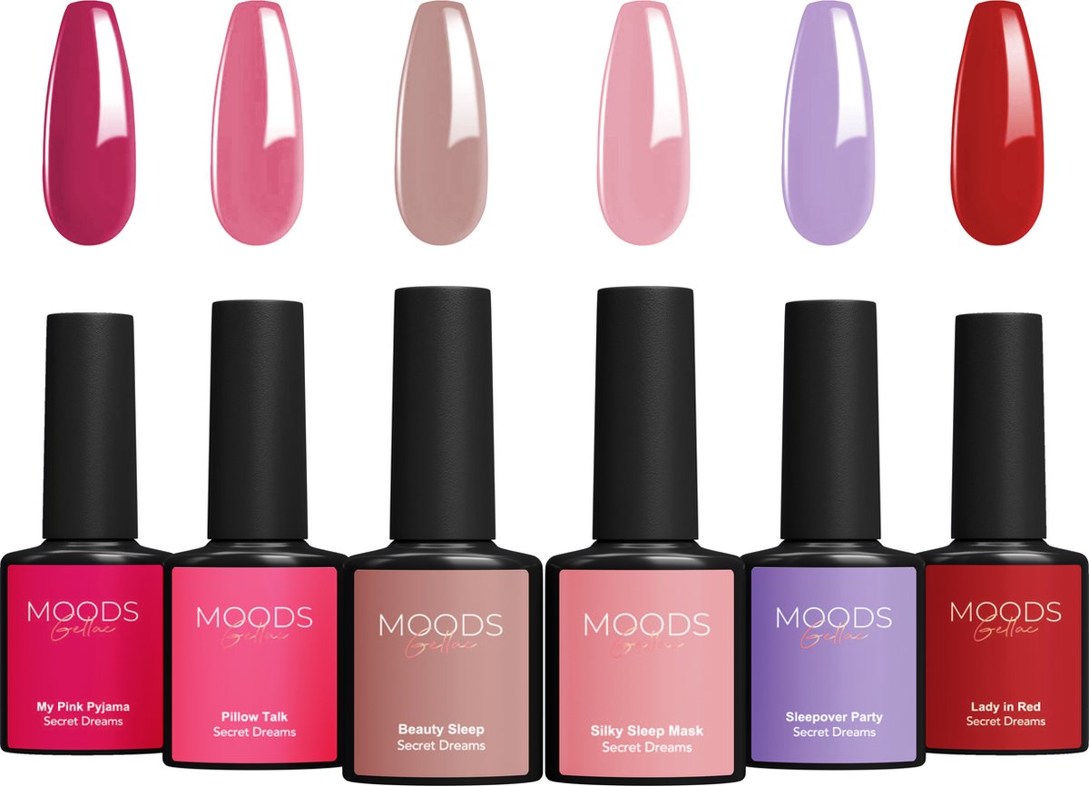 Moods Gellac 6-delige Set - Gel Nagellak - 8ML - Secret Dreams - Gellac - Nagels - Gellak Starterspakket - Chique Kleuren