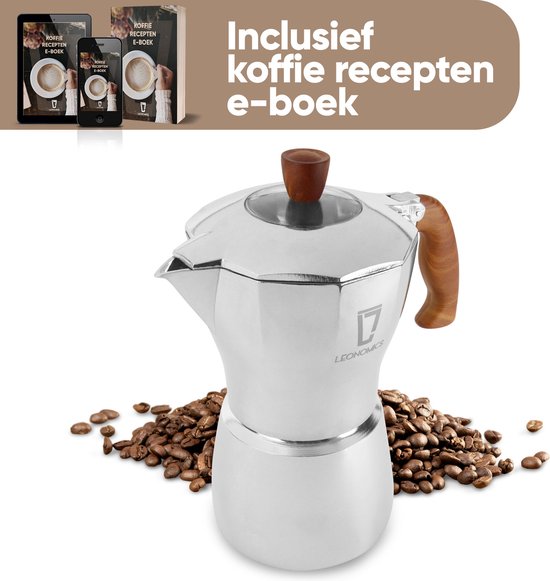 Leonomics Premium Percolator voor 6 Koffiekopjes – Aluminium Espressomaker – Koffiezetapparaat 300 mL