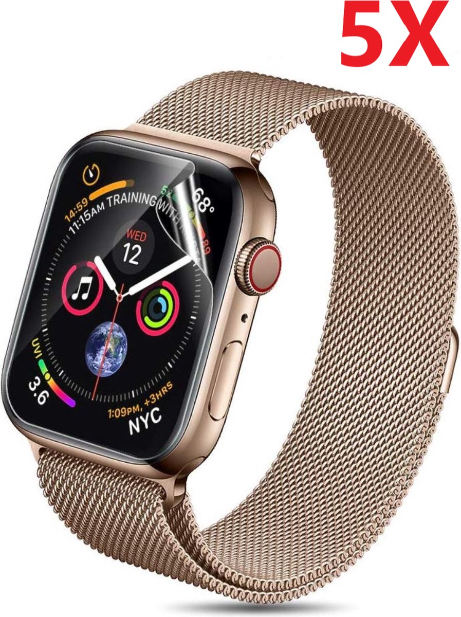 BukkitBow - Screenprotector voor Apple Watch Series 4/5/6/SE 40mm - Screen Cover Protector – Ultradunne Screenprotector - Beschermglas voor iWatch – Soft Film Scherm Bescherming - Apple Watch Screen Protector – Set van 5 Stuks