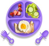 Put plates with compartments - Silicone Baby Board / Non-Slip Kids Placemat with Suction Cups - Self-Feeding Training