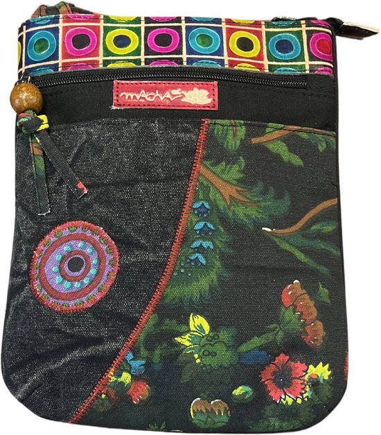 Macha Sac à bandoulière en coton pour femme ethnique indienne, sac patchwork (multicolore 01