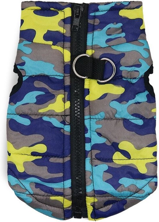 Foto: Warme hondenjas camo waterdichte jas voor kleine honden dierenkleding blauw groen camo