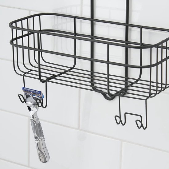 mDesign Douche Caddy Douche Organizer met 4 Haken en Mand Opknoping