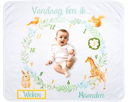 Flouer Mijlpaaldeken Dieren - Milestone deken - Kraamcadeau meisje of jongen - Mijlpaaldeken baby - Babyshower cadeau - Kraamcadeautjes - Mijlpaal deken - Milestone blanket - Babyshower