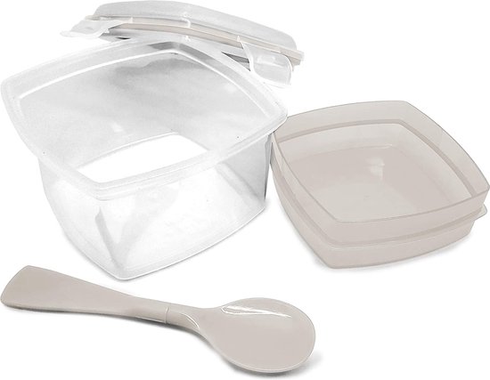 récipient frais avec cuillère, taille unique, transparent