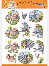 3D Cutting Sheet - Amy Design - Fur Friends - Dogs in the Garden 10 stuks
