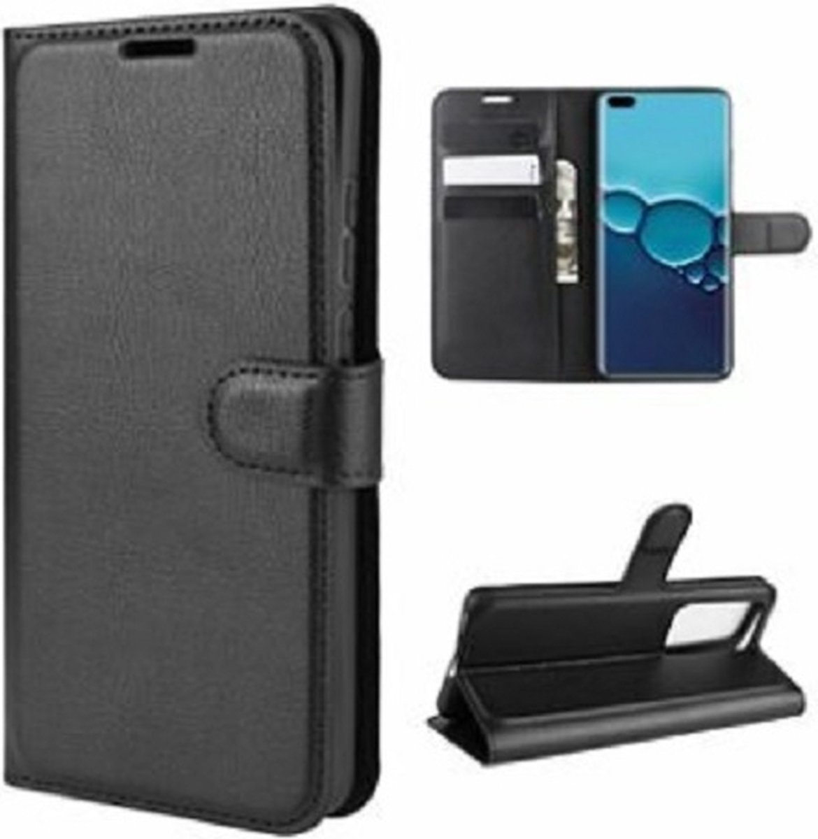 Huawei P40 Hoesje Met Pasjeshouder Bookcase Zwart
