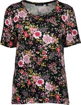 Blue Seven shirt dames - KM - zwart/roze/groen bloem print - 105743 - maat 40