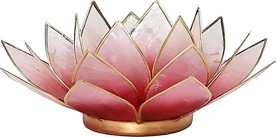 Lotus sfeerlicht rood/roze goudrand - 13.5 cm - S