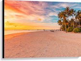 Canvas - Tropisch Eiland in de Zomer met Mooie Overlopende Kleuren in de Lucht - 100x75 cm Foto op Canvas Schilderij (Wanddecoratie op Canvas)