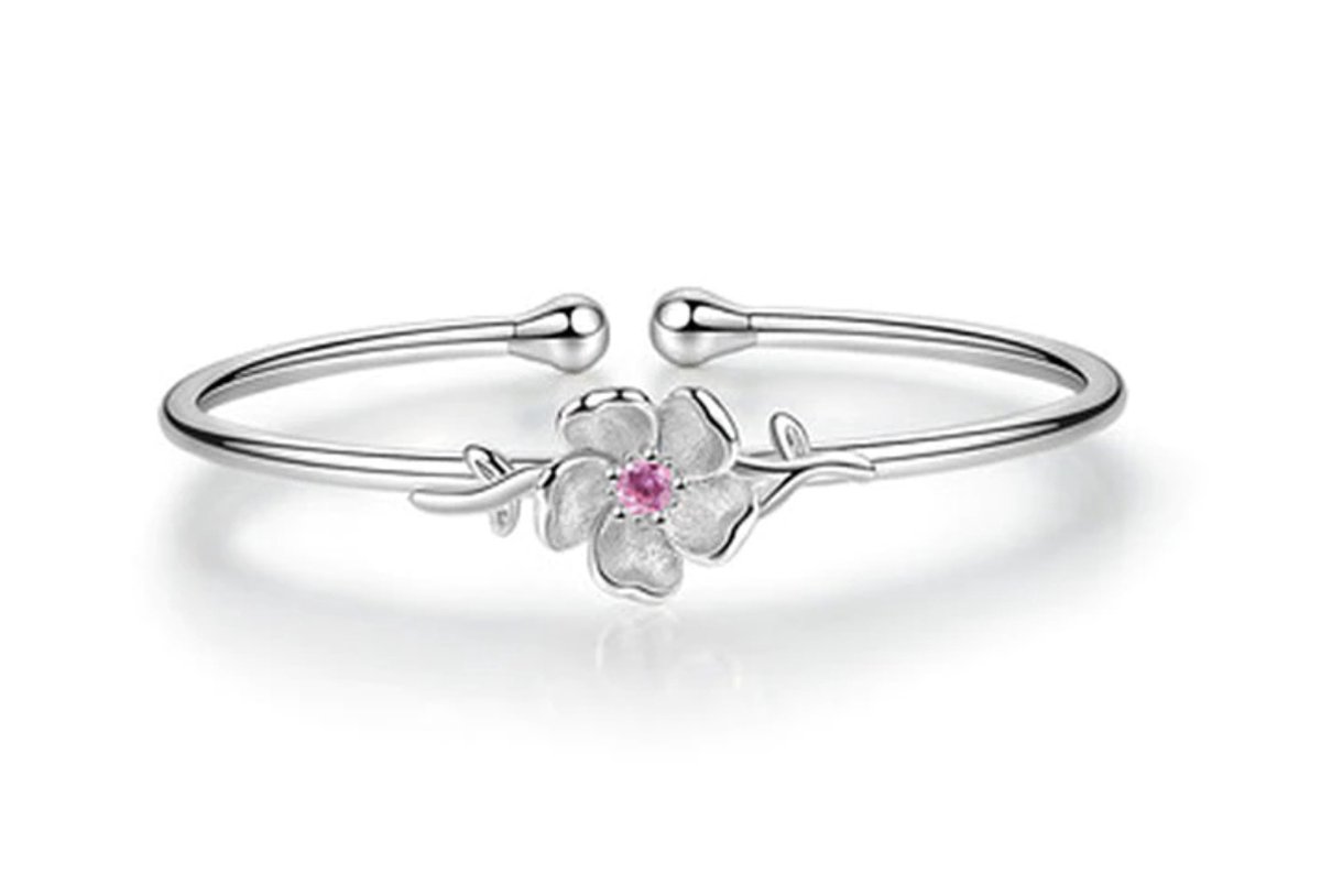 N3 Collecties 925 Sterling Zilveren Bloem Open Manchet Armband Voor Vrouwen