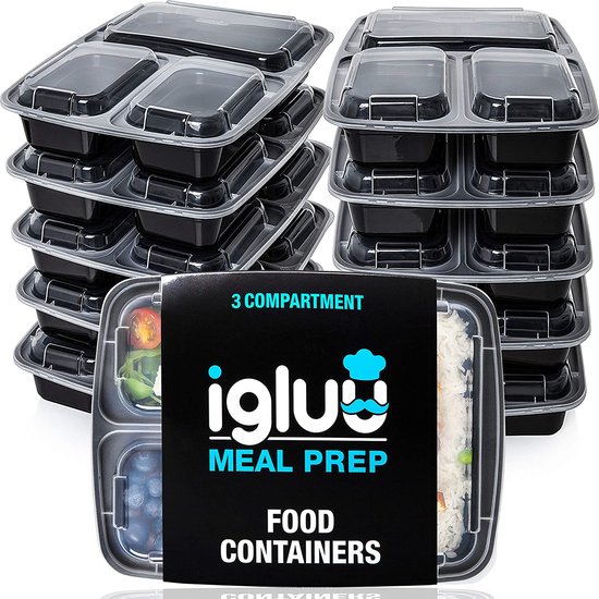 [20 Stuks] 3 Compartimenten BPA Vrij Herbruikbare Meal Prep Containers ...