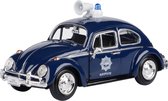 Modelauto Volkswagen Kever politie wagen blauw 17 cm - Schaal 1:24 - Speelgoedauto - Miniatuurauto