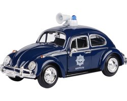 Motomax Modelauto Volkswagen Kever - politie auto - blauw - 17 cm - Schaal 1:24 - speelgoedauto
