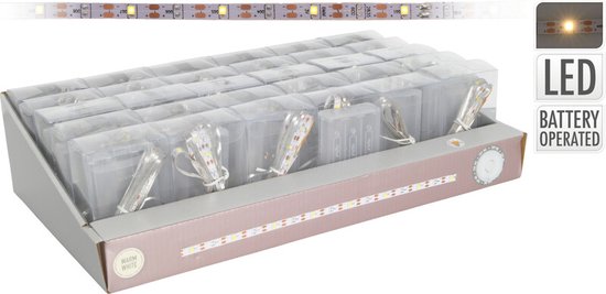 Éclairage de Noël - Bande Led 1mtr 30led Wit Chaud Batterie 3xaa