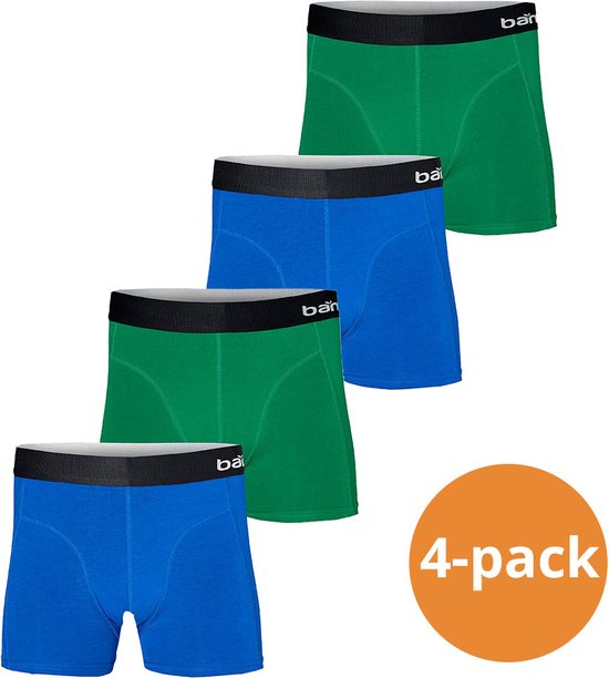 Apollo Bamboo boxershorts Blue/Green - 4 bamboe boxershorts heren blauw groen - Maat S