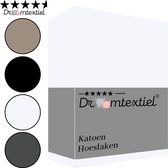 Droomtextiel Luxe Hoeslaken Glad Katoen Wit Lits-Jumeaux 160x200 cm - Hoogwaardige Kwaliteit - 100% Katoen