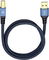 Oehlbach USB Plus B USB 2.0 [1x USB-A 2.0 stekker - 1x USB-B 2.0 stekker] 7.50 m Blauw Vergulde steekcontacten