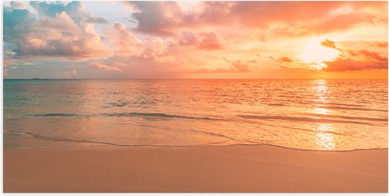 Poster (Mat) - Oceaan met Prachtige Zonsondergang en Brede Horizon - 100x50 cm Foto op Posterpapier met een Matte look