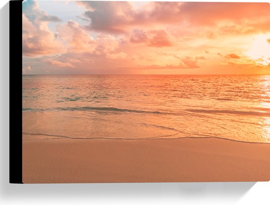 Canvas - Oceaan met Prachtige Zonsondergang en Brede Horizon - 40x30 cm Foto op Canvas Schilderij (Wanddecoratie op Canvas)