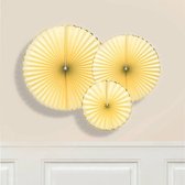 Partydeco - Honeycomb geel met gouden randje