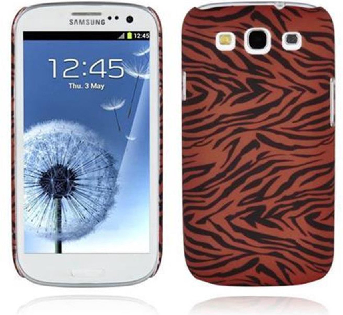 Cadorabo Hoesje geschikt voor Samsung Galaxy S3 / S3 NEO met BROWN TIGER opdruk - Hard Case Cover beschermhoes in trendy design