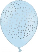 PARTYDECO - 6 latex lichtblauwe ballonnen met zilverkleurige stippen - Decoratie > Ballonnen
