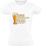 Padel drinkteam Dames T-shirt | sport | bier | zuipen | drank | kroeg | grappig | Wit