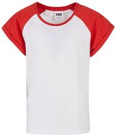 Urban Classics - Contrast Raglan Kinder T-shirt - Kids 146/152 - Wit/Rood