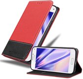 Cadorabo Hoesje voor Samsung Galaxy S5 / S5 NEO in ROOD ZWART - Beschermhoes met magnetische sluiting, standfunctie en kaartvakje Book Case Cover Etui