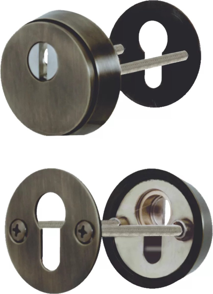 Quincalux veiligheidscylinderplaat compleet donker brons /paar