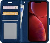 Hoes Geschikt voor iPhone 14 Plus Hoesje Book Case Hoes Flip Cover Wallet Bookcase - Donkerblauw