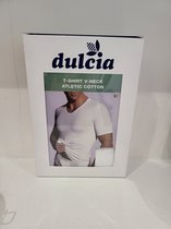 Dulcia Heren T-shirt V-neck Atletic Cotton Wit XL
