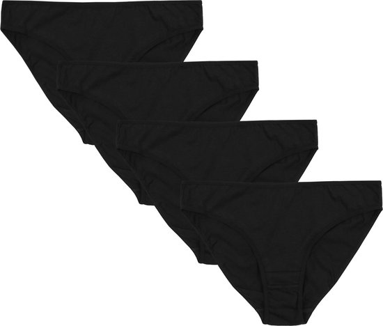 Katoenen zwarte bikinislips, 4 stuks, OEKO-TEX / S
