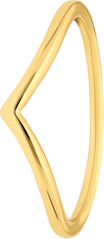 Lucardi Dames Zilveren goldplated ring V-vorm rhodiumplated - Ring - 925 Zilver - Goudkleurig - 17.5 / 55 mm