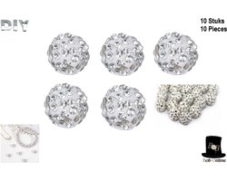 Bob Online – 10 Stuks – 10 mm - Wit – Strass Klei Kralen – Disco Bal Klei Kralen – DIY Klei Strass Kralen voor Sieraden Maken, Haar Clips, Armband, Oorbel Maken – Rhinestone Clay Beads – 10 mm White Disco Ball Clay Beads – Ronde Klei Strass Kralen