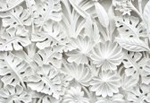 Fotobehang - Vlies Behang - Albasten Bloemenreliëf - 254 x 184 cm