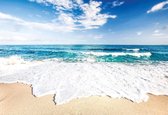 Fotobehang - Vlies Behang - Uitzicht op Zee vanaf het Strand - 416 x 290 cm