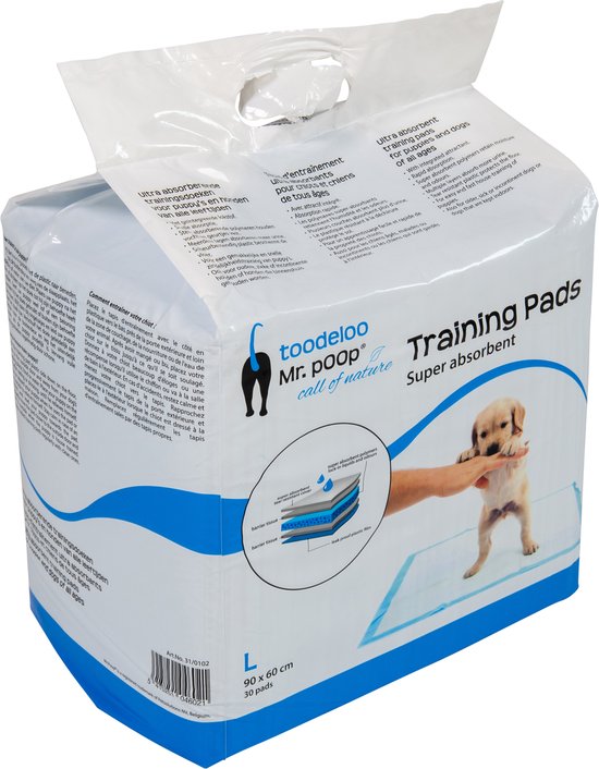 mr. poop Toodeloo - Puppy Pads - Training Pads - Maat L: 90 x 60cm - 30 Stuks