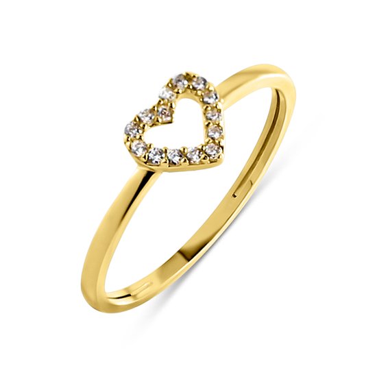 Silvent 9NBSAM-G220195 Gouden Ring Hartje met Zirkonia -6,2 mm - Maat 54 -  1,4mm Breed... | bol