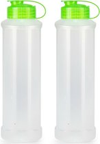 Plasticforte Waterfles/bidon 2x - 1600 ml - transparant/groen