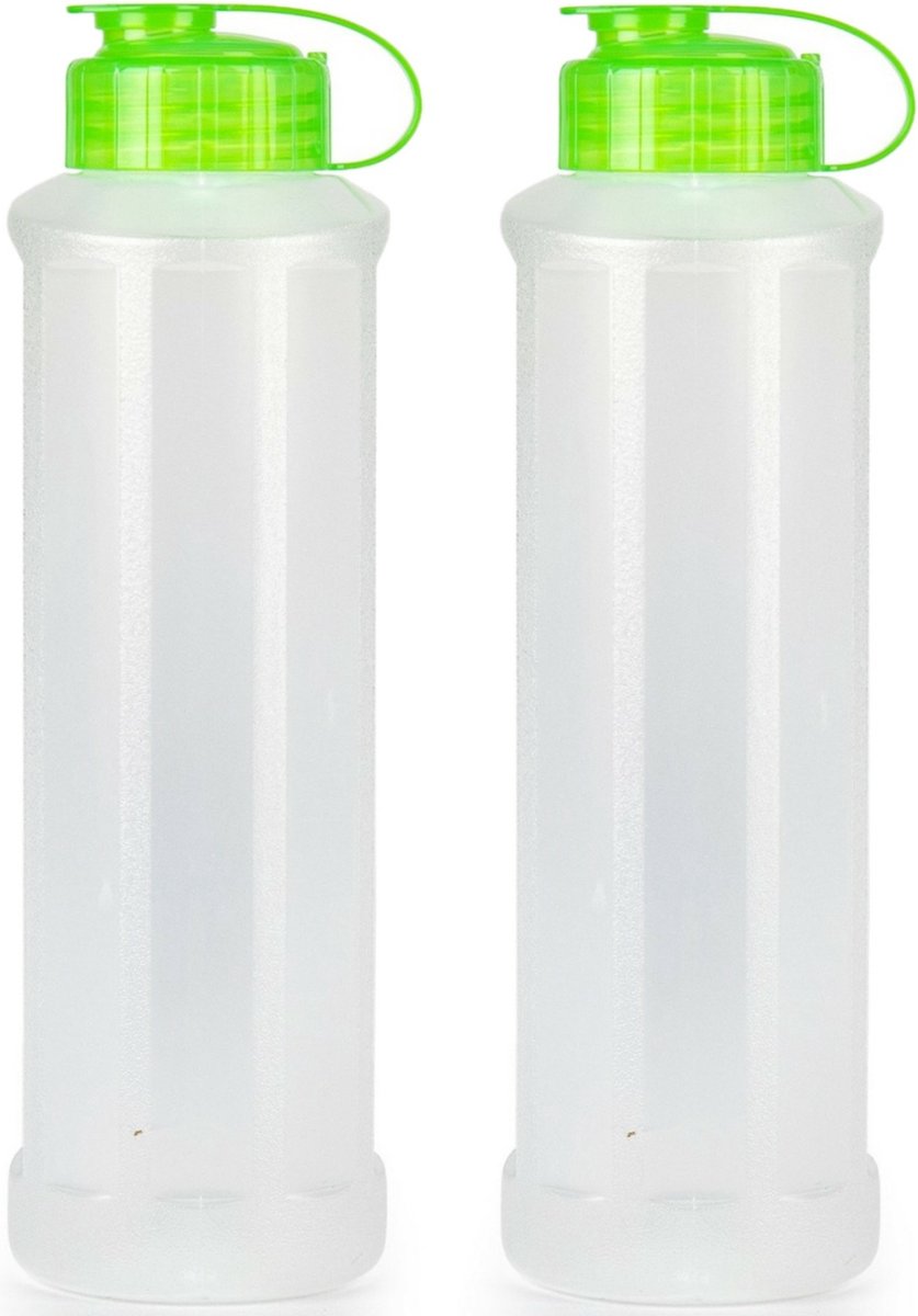 Plasticforte Waterfles/bidon 2x - 1600 ml - transparant/groen