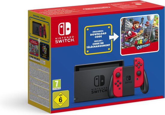 Nintendo Switch Console - Rood - Inclusief Super Mario Odyssey Game - Downloadcode