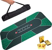 Las Vegas Premium Pokermat - Inclusief Goud Kaartspel Waterdicht - Oprolbaar Antislip Pokerkleed - Inclusief Draagtas - 2 tot 10 Spelers - Poker Speelmat - Kaartkleed - 60 x 120cm