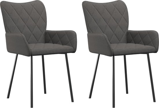 vidaXL Dining Chairs 2 pcs tissu gris foncé