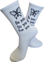 Verjaardags cadeau - Be you Do for you Sokken - vrolijke sokken - witte sokken - tennis sokken - sport sokken valentijn cadeau - sokken met tekst - aparte sokken - grappige sokken - leuke dames en heren sokken - moederdag - vaderdag - Socks waar je H