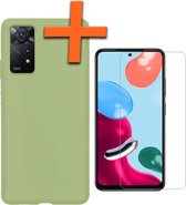 Hoesje Geschikt voor Xiaomi Redmi Note 11 Hoesje Siliconen Cover Case Met Screenprotector - Hoes Geschikt voor Xiaomi Redmi Note 11 Hoes Back Case - Groen