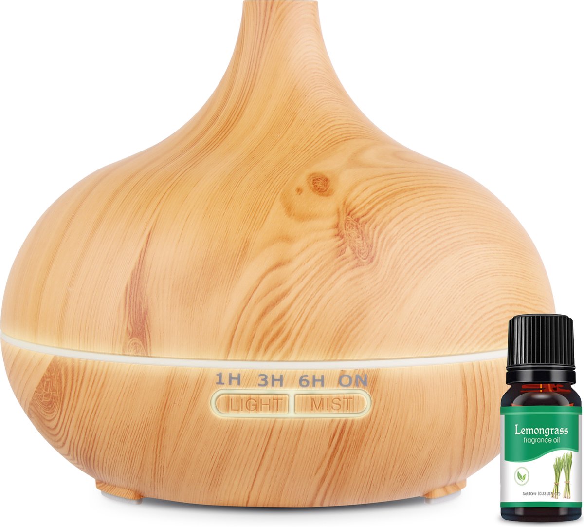 Aroma diffuser 550 ML - Aromatherapie - Verstuiver etherische olie - Luchtbevochtiger - Geurverspreider – Aromadiffusers - Vernevelaar - Olie - Lichtbruin - Vivid Green op Prijzenvolger.com